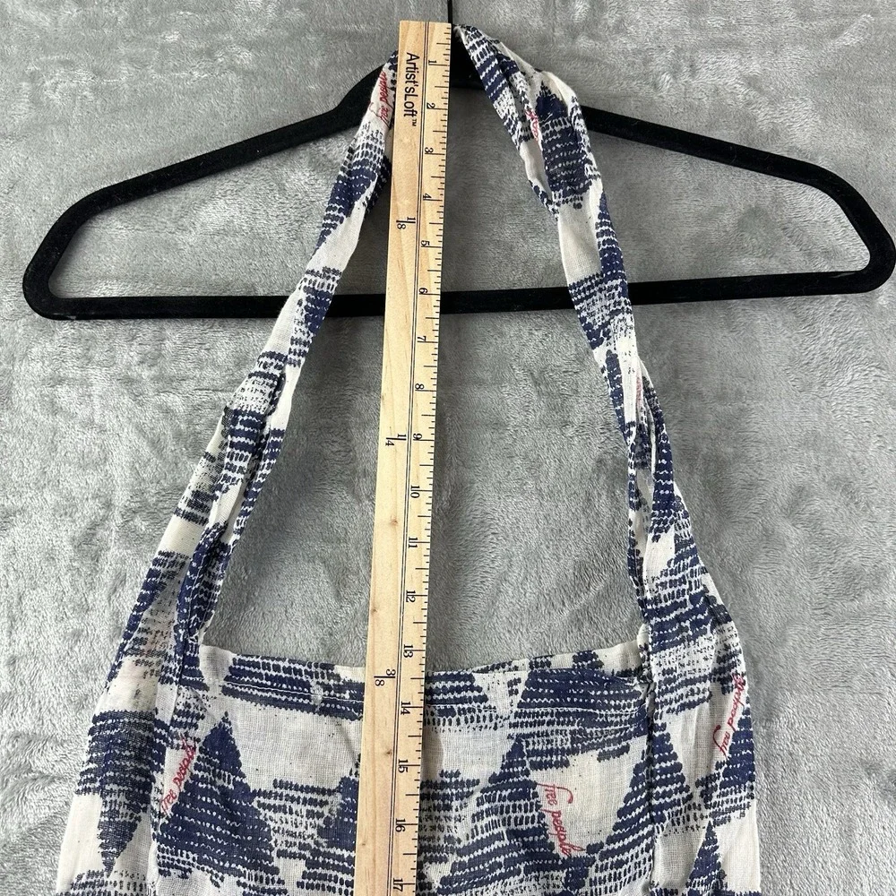 Free People Linen Shoulder Bag Reusable HoBo Tote Boho Lightweight Geometric